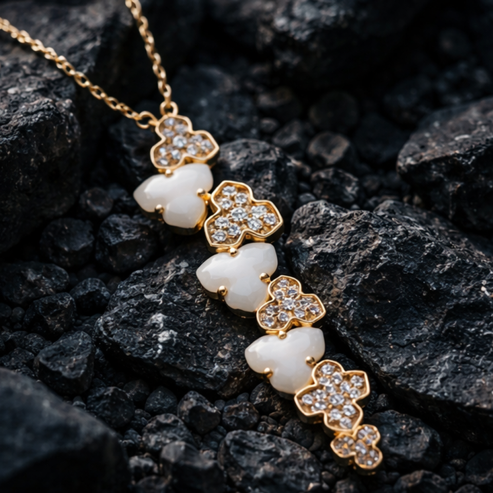 14 AYAR ÖZEL TASARIM TAŞLI ALTIN KOLYE