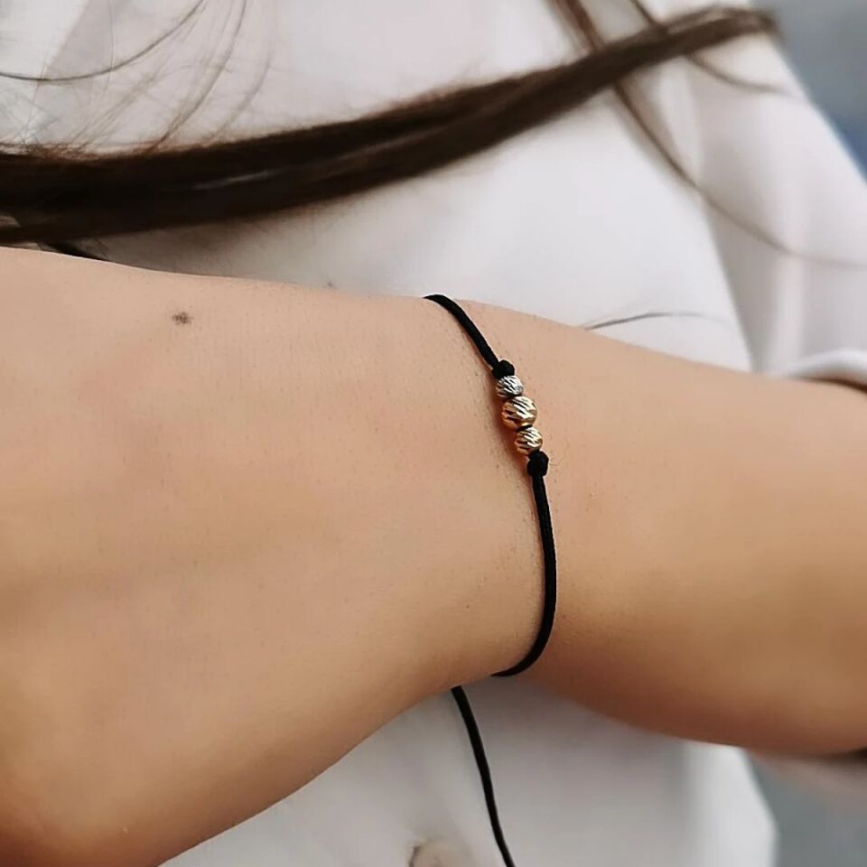 14 Ayar Italyan Dorika Toplu Altın Ip Bileklik