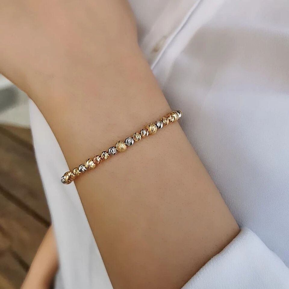 14 Ayar Full Dorika 3 Renk İtalyan Bilezik