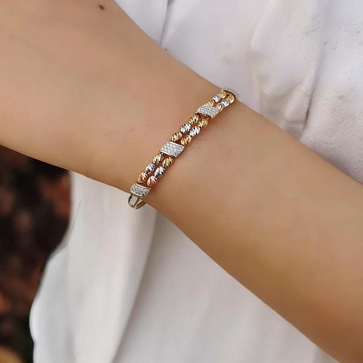 14 Ayar Çift Sıra Dorikalı İtalyan Bilezik