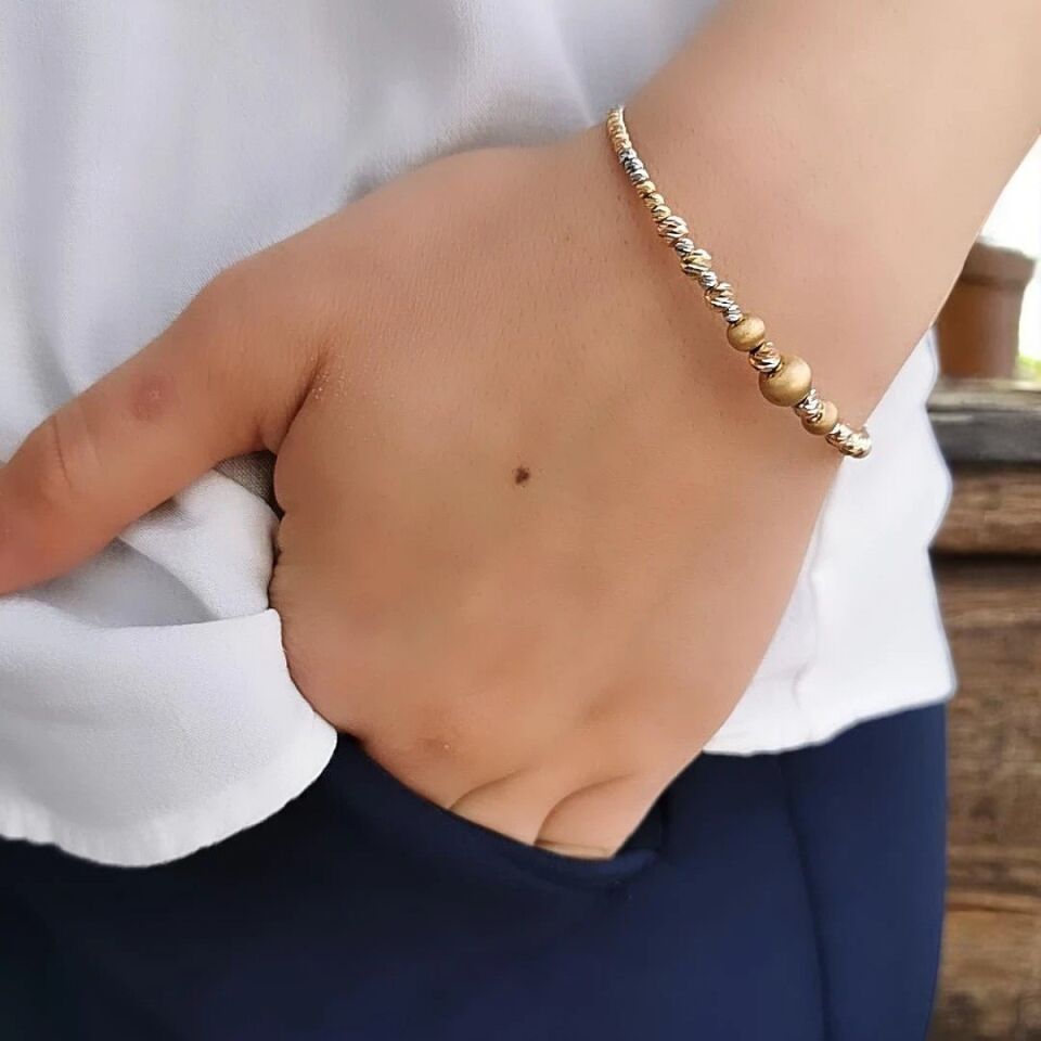 14 Ayar Dorika Toplu, Üç Renk İtalyan Bilezik