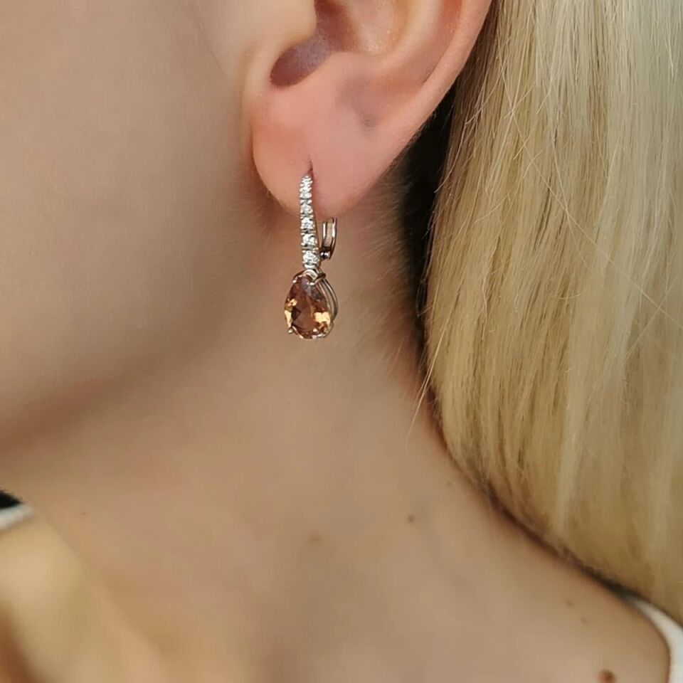 14 AYAR 3,85 CT SULTANİT TAŞLI 0,21 CT PIRLANTA TAŞLI ÖZEL TASARIM KÜPE