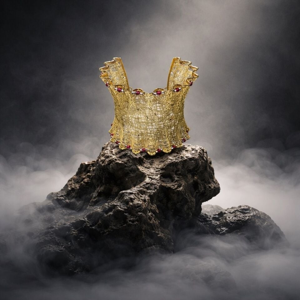 14 AYAR ÖZEL ÜRETİM KIRMIZI GARNET TAŞLI ÖZEL TASARIM TÜL BİLEKLİK