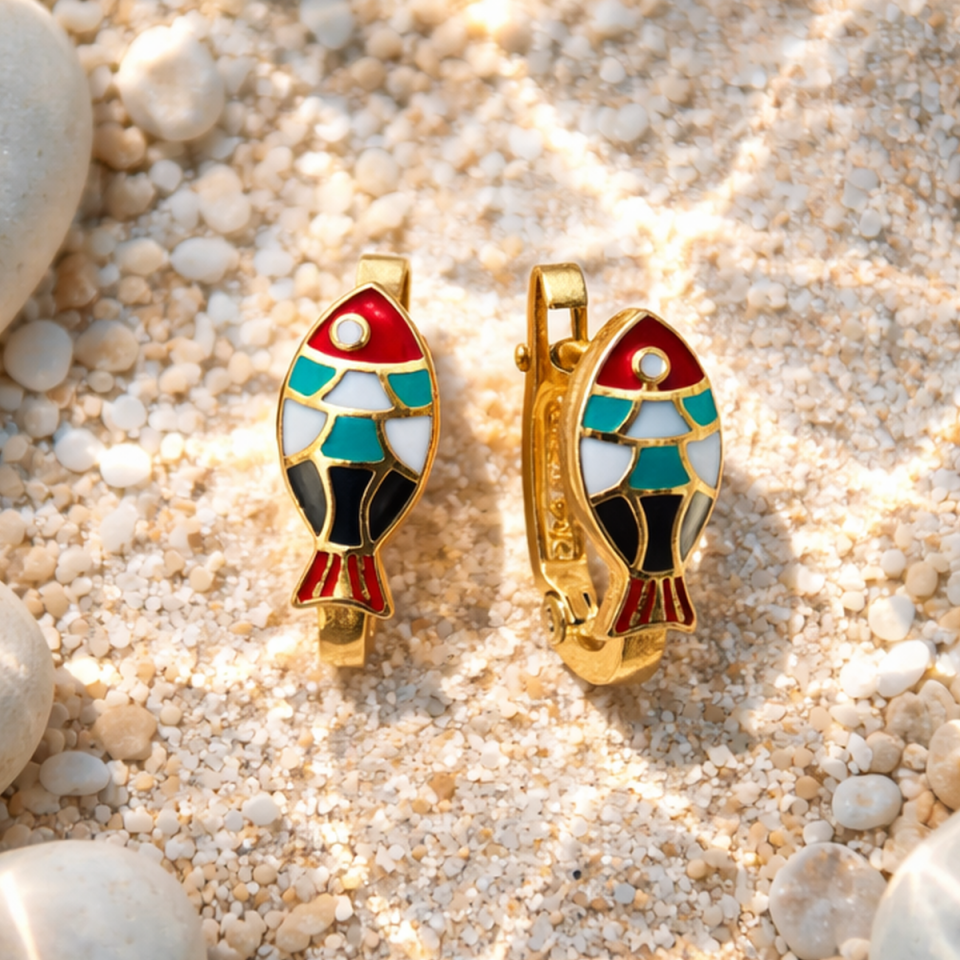 14 AYAR RENKLİ MİNELİ BALIK KÜPE