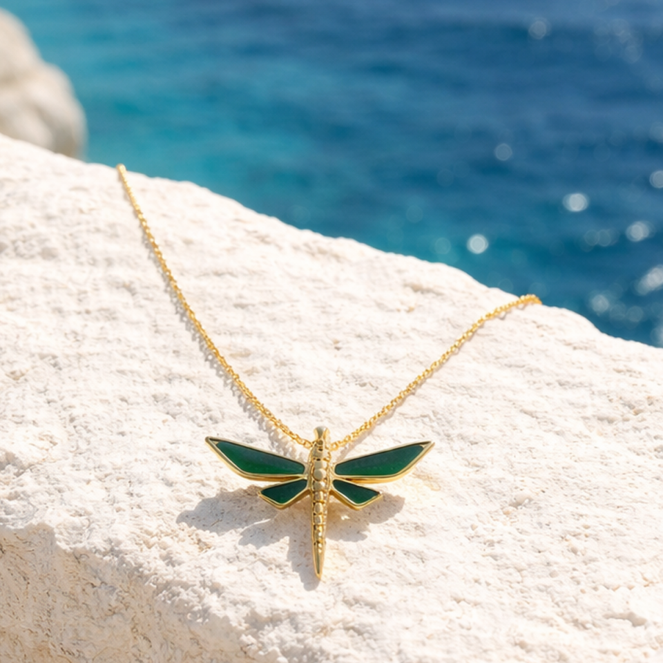 14 AYAR YEŞİL MİNELİ YUSUFÇUK KOLYE