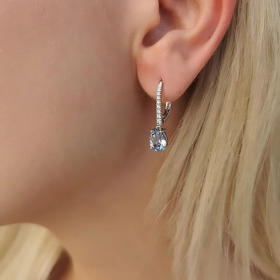 14 AYAR 2,61 CT BLUE TOPAZ VE 0,13 CT PIRLANTA TAŞLI ÖZEL TASARIM KÜPE