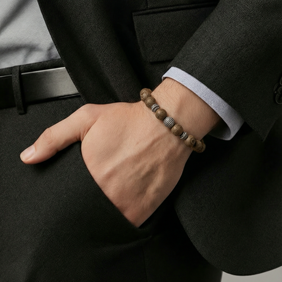 925 AYAR GÜMÜŞ OBJELİ SANDAL AĞACI TASARIM ESNEK BİLEKLİK