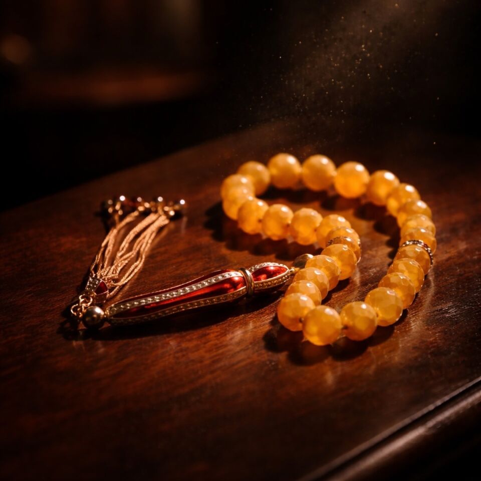 925 AYAR İTALYAN KESME AKİK TAŞLI GÜMÜŞ TESBİH