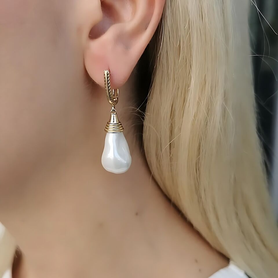 14 AYAR BAROK İNCİLİ ÖZEL TASARIM ALTIN KÜPE