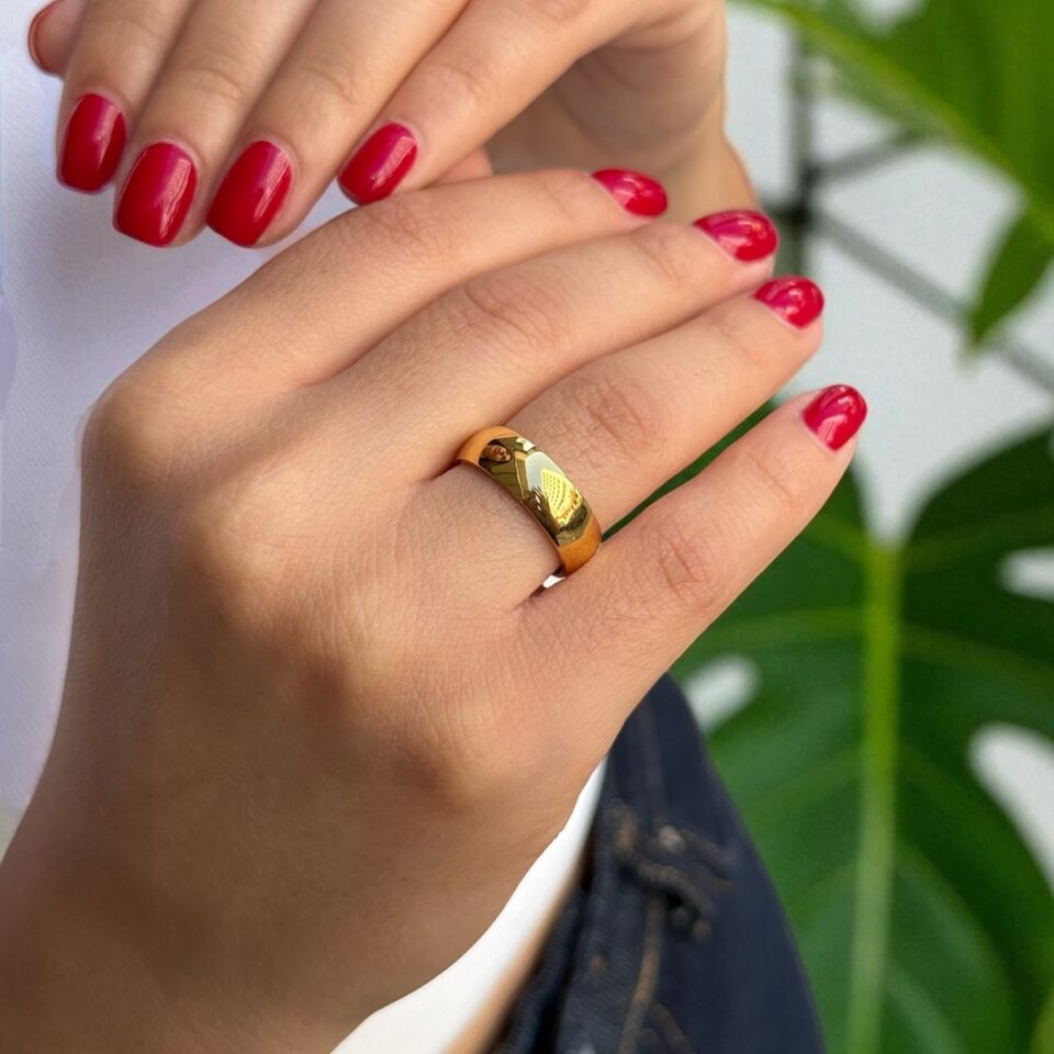 22 AYAR 6 MM KALINLIKTA İÇ DIŞ BOMBELİ ALYANS YÜZÜK