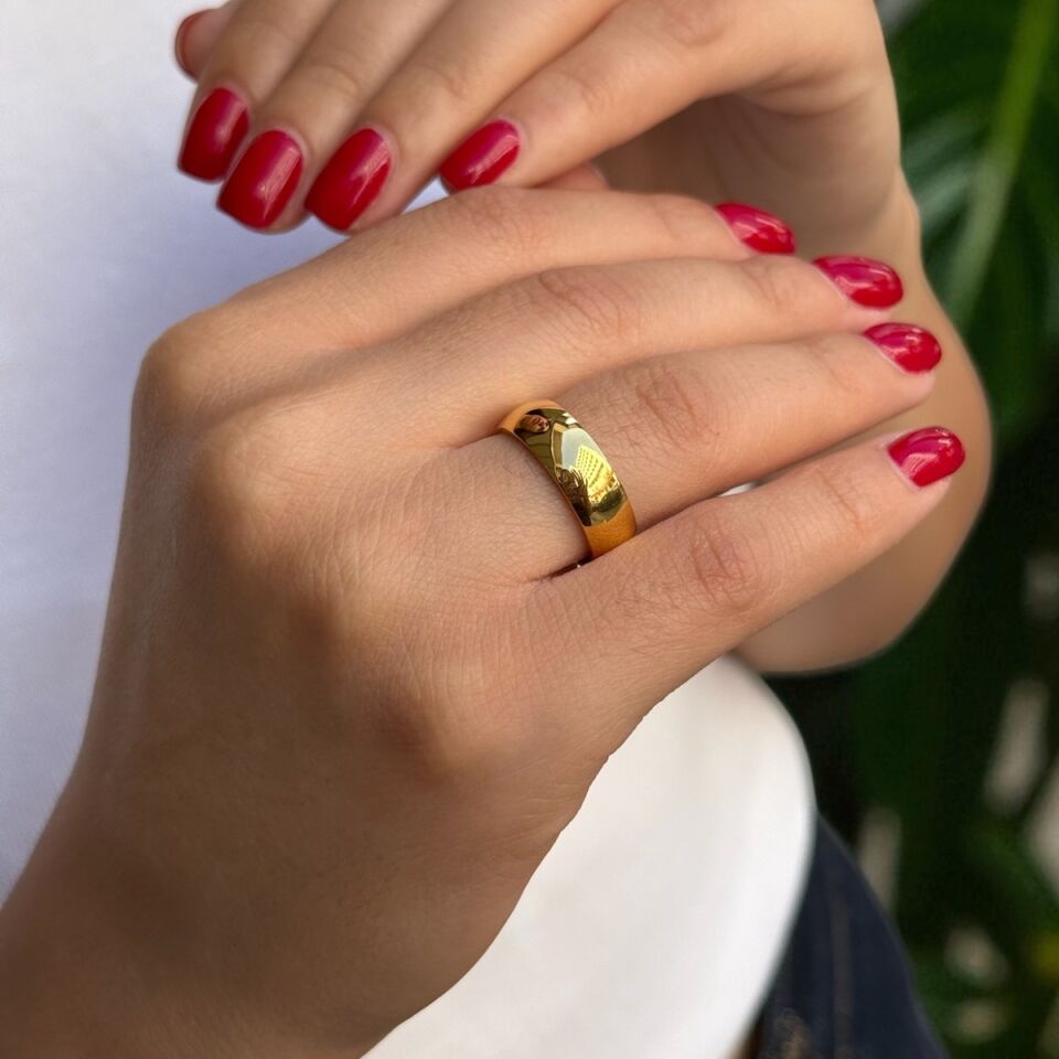 22 AYAR 6 MM KALINLIKTA İÇ DIŞ BOMBELİ ALYANS YÜZÜK