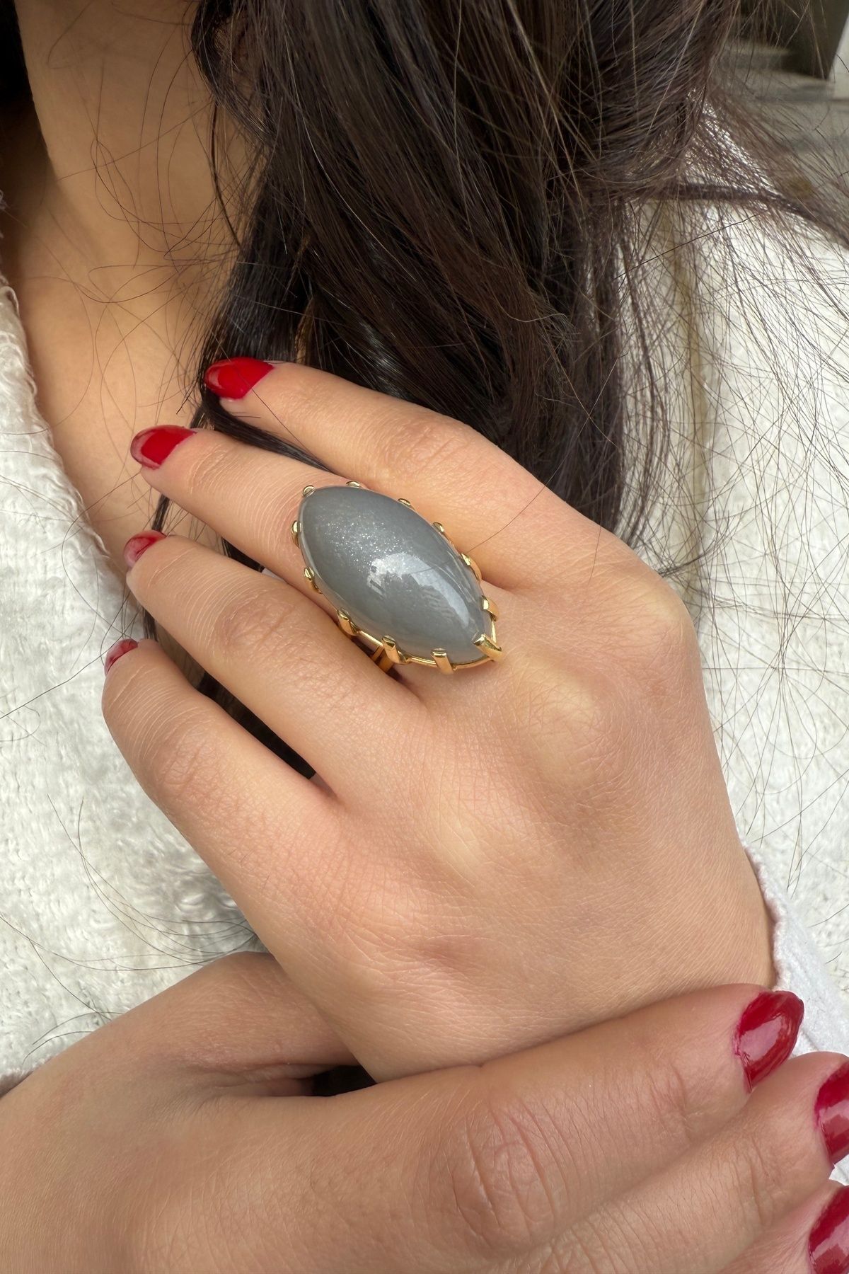 14 AYAR GRİ AYTAŞI ELİŞİ YÜZÜK