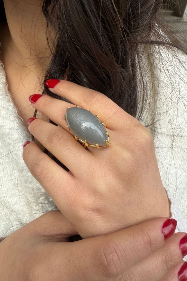 14 AYAR GRİ AYTAŞI ELİŞİ YÜZÜK