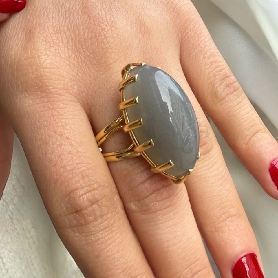 14 AYAR GRİ AYTAŞI ELİŞİ YÜZÜK