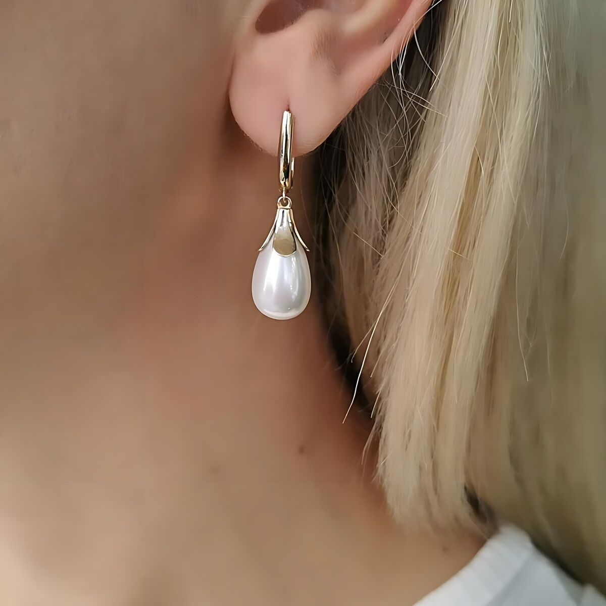 14 AYAR İNCİ ÖZEL TASARIM ALTIN KÜPE