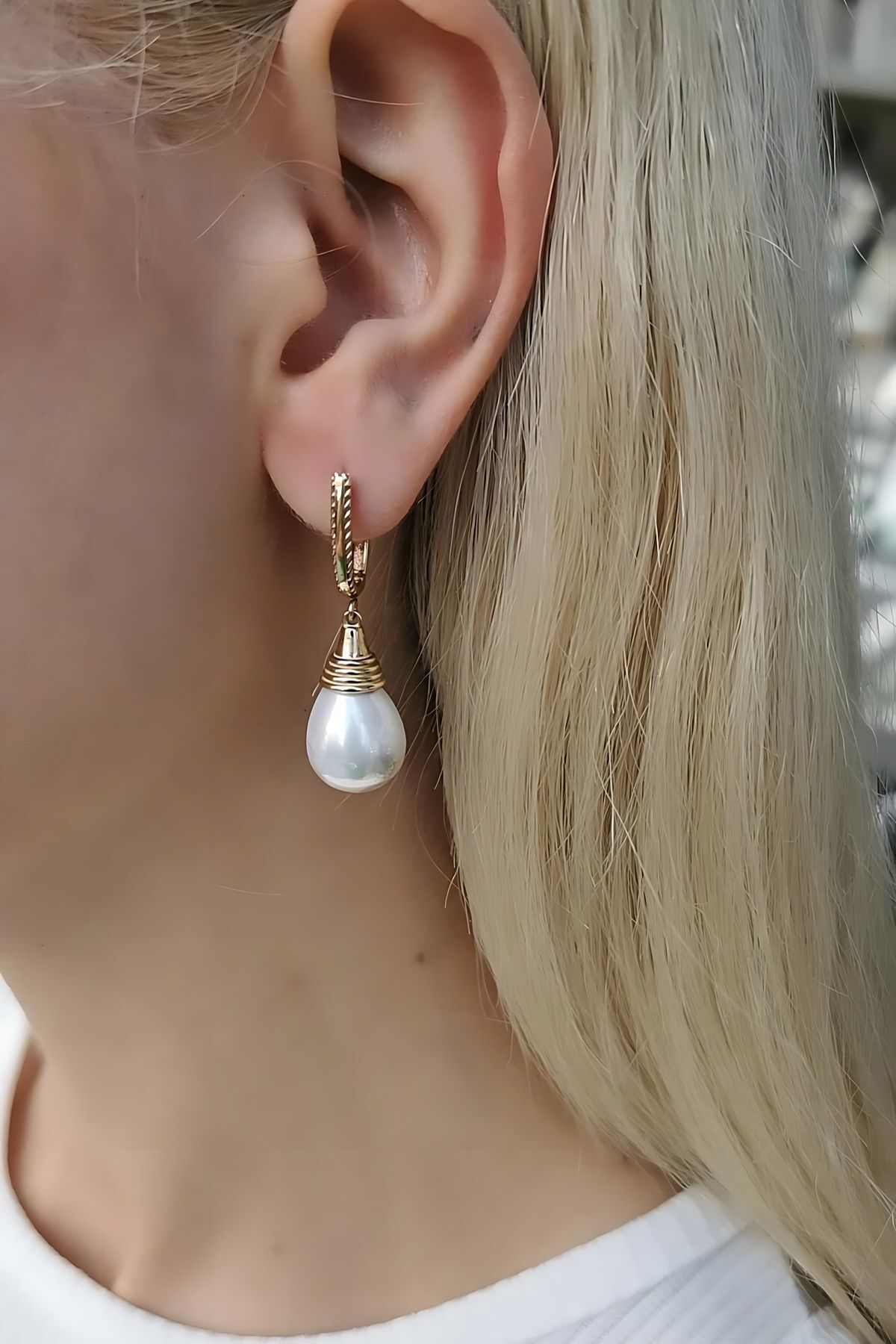 14 AYAR İNCİ ÖZEL TASARIM ALTIN KÜPE