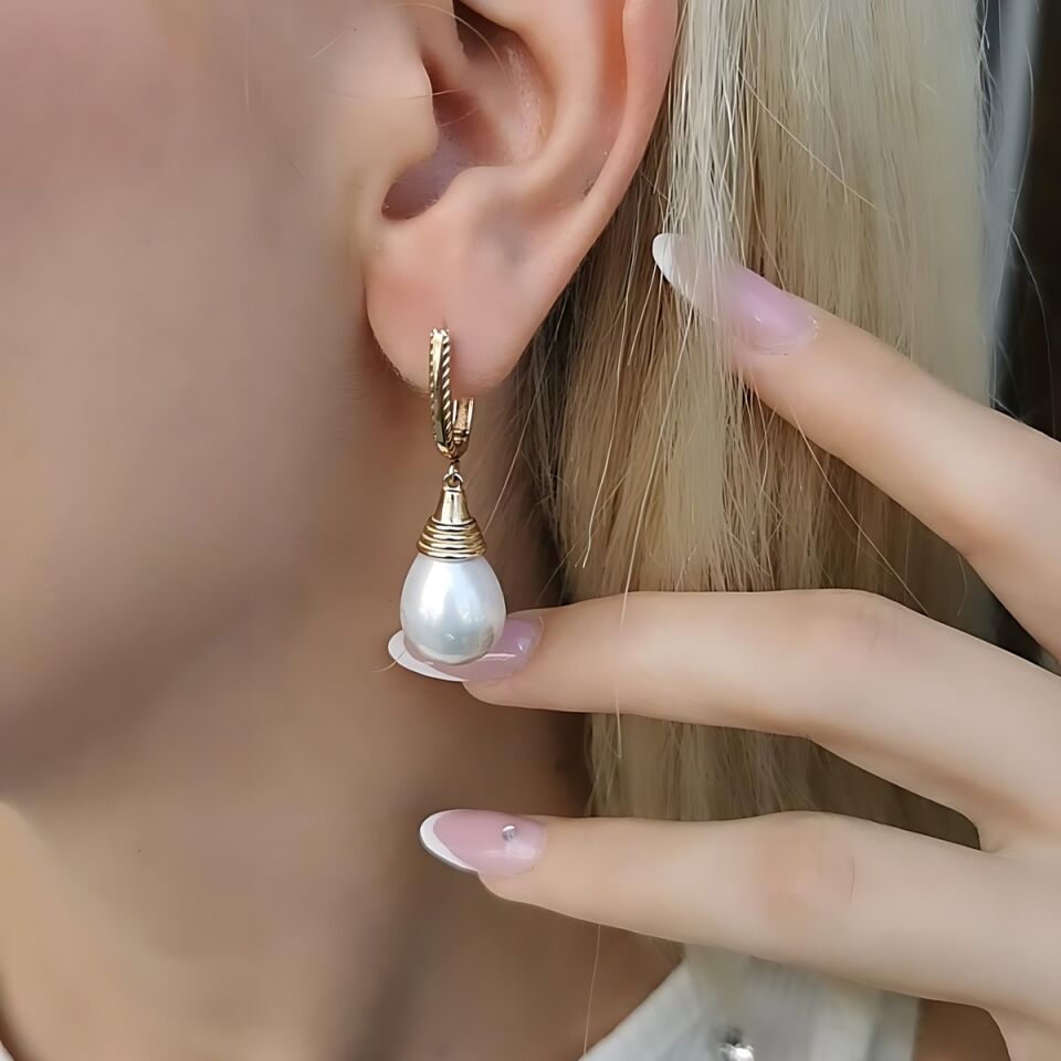 14 AYAR İNCİ ÖZEL TASARIM ALTIN KÜPE